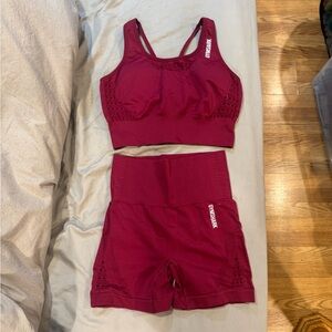 Gymshark Red Sports Bra and Shorts Set